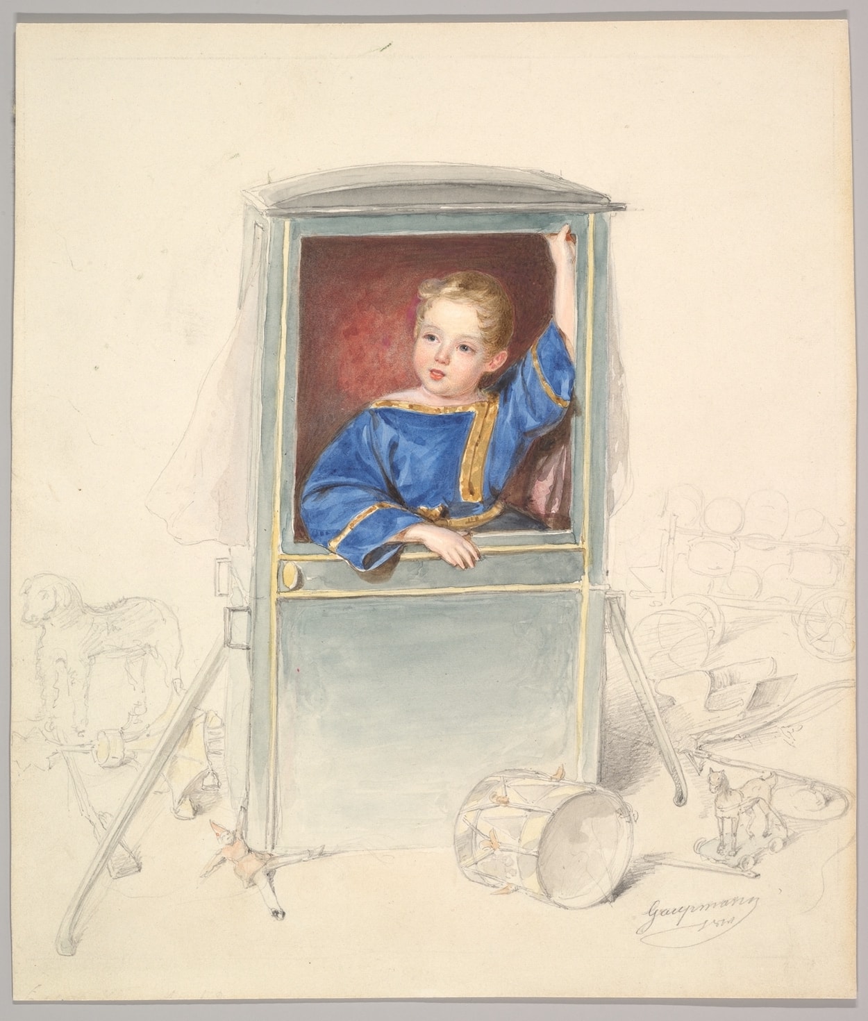 Prince Paul Clemens von Metternich as a Child, Surrounded by Toys, Rudolf Gaupmann, 1841, The Metropolitan Museum of Art (article on secure attachment)